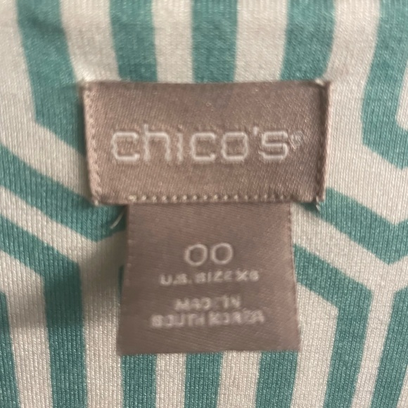 Chicos Size 00 Geometric Print 3/4 Sleeve Tee - Picture 2 of 7